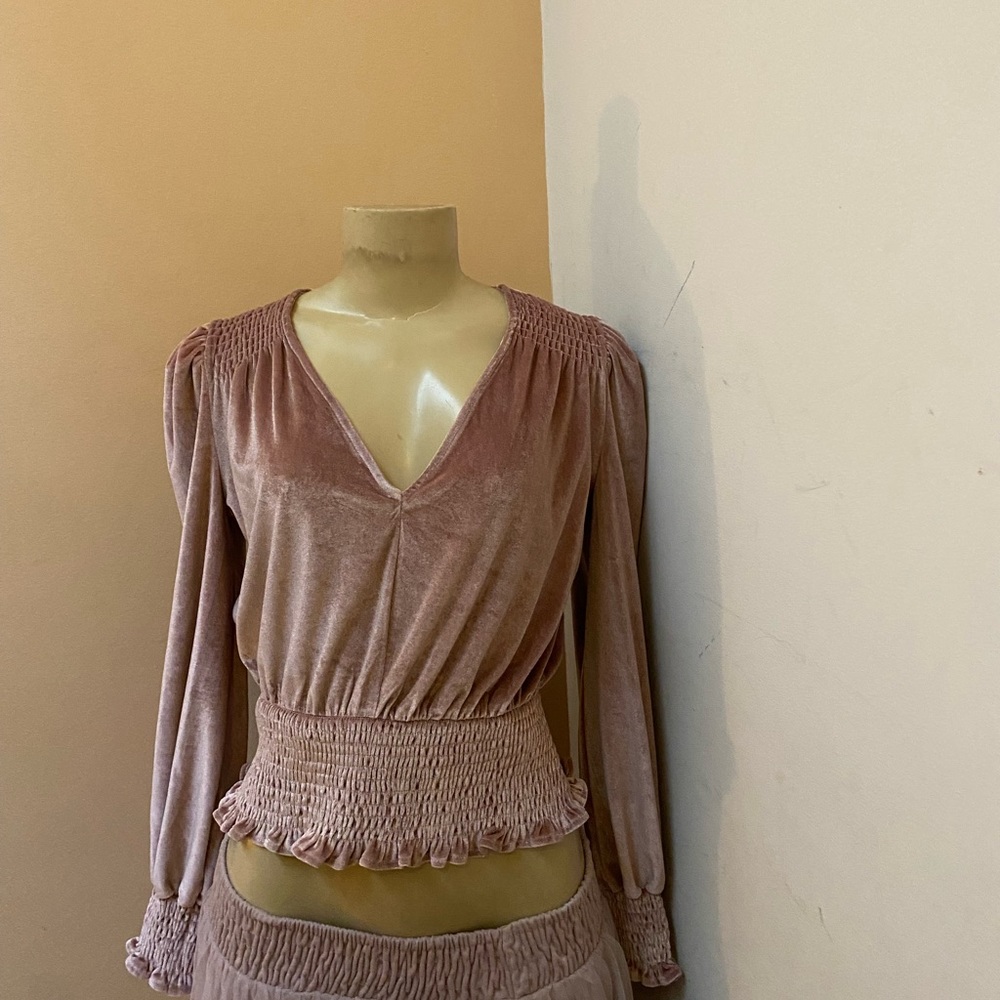 Blush soft velvet top